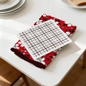 Custom Waffle Printing Pattern Quick Dry Absorbent Hand Towel Tea Kitchen Towel Swedish Dish Cloth Tea Towel Set