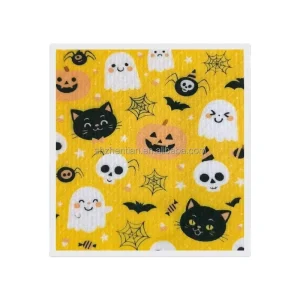 Custom Wood Pulp Cotton Dish Cloth Western Style Reusable Kitchen Dish Rags Cleaning Towels for Counters Dishes Home