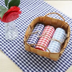 Custom Woven Check Quick-Dry Eco-Friendly 100% Cotton Kitchen Tea Towels and Dish Towels Soft Napkins with Custom Print