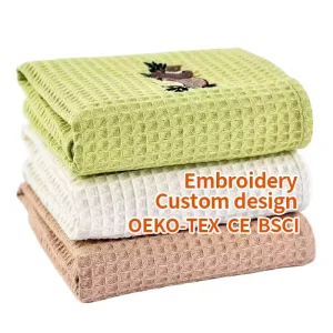 Custom Woven Kitchen Tea Towel Set Quick Dry OEKO BSCI Certified 100% Cotton Customizable Pattern