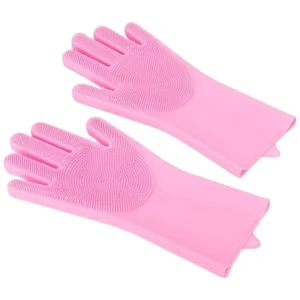 Custom logo Non slip Reusable Household Silicone Kitchen Dish Washing Cleaning Gloves