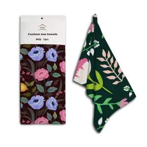 Custom printed Digital Print Kitchen Towels 100% Cotton Soft Quick drying Highly Absorbent Eco Friendly Child proof
