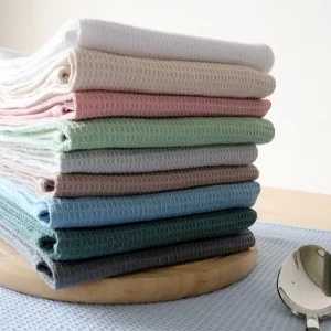 Customizable 100% Cotton Waffle Yarn Dyed Solid Color Kitchen Dish Towels Quick Dry Sustainable Gift