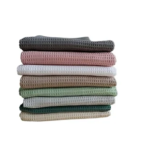 Customizable 100% Cotton Yarn Dyed Waffle Solid Color Kitchen Dish Towels Quick Dry Sustainable Cleaning Supplies