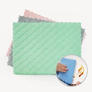 Customization Logo Reusable Two Sided Non Stick Oil Cleaning Cloth Microfiber Dish Towels for Kitchen