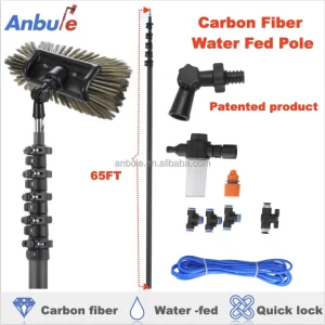 Customized 65FT Lightweight Carbon Fiber Solar Roof Cleaning Brush Telescopic Household Tool Water Fed Pole