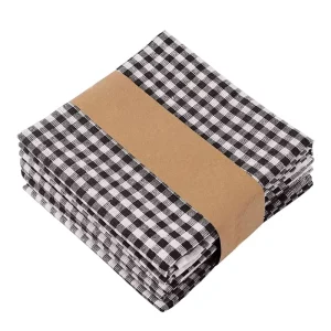 Customized Cotton Kitchen Tea Towels From Factory. Black Striped Dish Towels Hand woven Soft Quick drying Eco Friendly