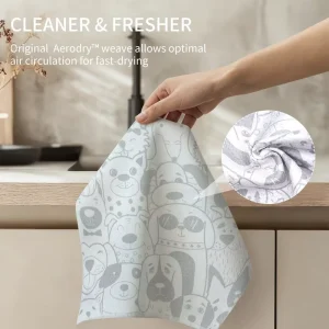 Customized Digital Print Floral Water Absorbent Waffle Weave Microfiber Kitchen Cleaning Dish Tea Towel