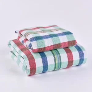 Customized Eco-Friendly Cotton Rectangle Kitchen Towels Woven Checkered Design Quick-Dry Highly Absorbent Promotional