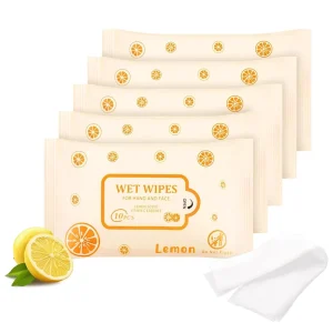 Customized Logo Single Use 10pcs Pack Lemon Bergamot Aloe Sanitizing Hand Wet Wipes for Face No More Tears Formula for Cleaning