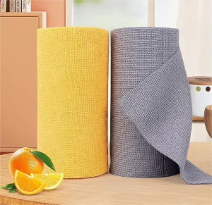 Customized Size Warp Knitting Oil Free Reusable Dish Cloth Tear Breaking Cleaning Cloth Roll Microfiber Kitchen Cleaning Towel