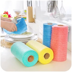Customized Sustainable Kitchen Roll Eco Friendly Non Woven Fabric Household Cleaning Cloth Wipes Wave Viscose Polyester