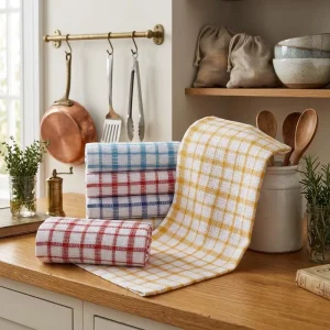 Customized Waffle Tea Towel 100% Microfiber Cotton Supermarket Use Kitchen Dish Towels Woven Technique Sublimation