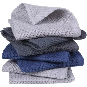 Customized logo Color Size Blank Reusable Cleaning Cloth Solid Color Hanging Microfiber Waffle Weave Kitchen Towel for Kitchen