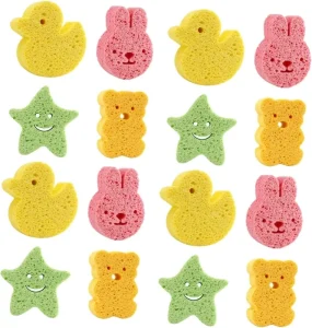 Cute Cartoon Look Reusable Biodegradable Eco-Friendly Cellulose Kitchen Face Kids Bath Sponge Puff Shower Sponge Cleaning