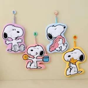 Cute Snoopy Embroidery Hand Towel Hanging Absorbent Thickened Bathroom Kitchen Cloth Creative Handkerchief Washing