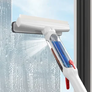 DOOSO Long Handle Double Use Spray Window Cleaning Microfiber Rubber Glass Spray Scraper Wiper Squeegee Window Cleaner