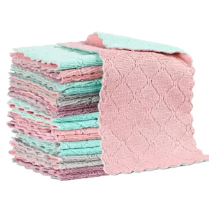 DS1268 Microfiber Cleaning Cloth Non stick Oil Washing Rag Wiping Absorbent Coral Velvet Dish Towels Kitchen Cleaning Cloth