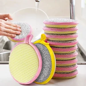 DS1989 Pan Pot Scrub Dish Washing Brush Round Scouring Pad Dish Washing Sponge Kitchen Sponges Double Side Dishwashing Sponge