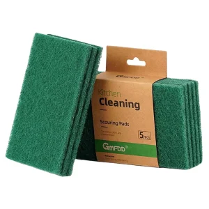 Deep Green 15*10*0.7cm Emery Cleaning Dishwashing Sponges 5pcs pack Kitchen Pot Rust Removal Scouring Pads Cleaning Supplies