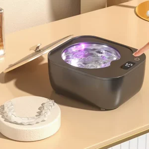 Dental Ultrasonic Cleaning Machine with 200ml Stainless Tank Household Dental Pod Ultrasonic Cleaner for Dental Appliances