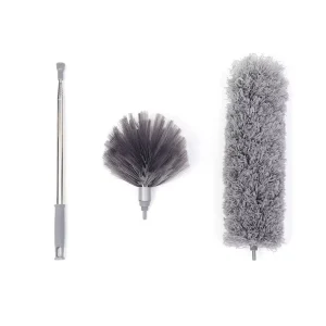 Detachable Stainless Steel Rod Multi-Functional Dust-Free Telescopic Duster with Spider Web Brush Household Dust Removal Tool