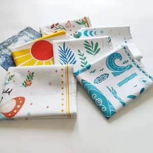 Digital Printed Cotton Kitchen Towels Decorative Absorbent Dish Cloths for Home Custom Pattern Eco Friendly Reusable