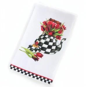 Digital Printing Cotton Dish Towel Lint Free Cute Decorative Kitchen Towel for Cleaning and Home Decor Tulip Design