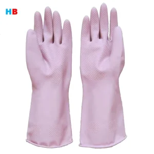 Dip Flocklined Household Latex Gloves Medium Waterproof Kitchen Cleaning Dish Washing Rubber Gloves