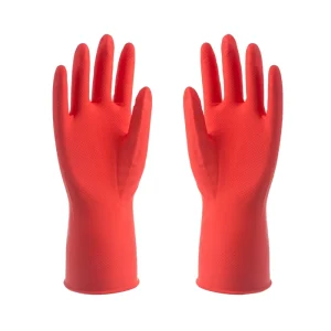 Dip flock lined latex gloves kitchen waterproof colorful household latex gloves