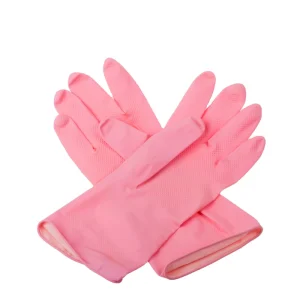 Dipped Flocklined 40g Yellow Colour Fish Scale Grip Latex Household Gloves