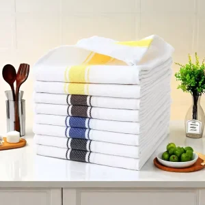 Dish Towels Kitchen Cleaning Towel with Hanging Loop Highly Absorbent Reusable Cotton Dishcloth for Daily Life