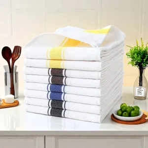 Dish Towels Kitchen Cleaning Towel with Hanging Loop Highly Absorbent Reusable Cotton Dishcloth for Daily Life