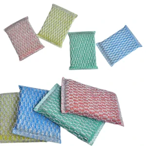 Dish Washing Sponge Scourer Plastic Polyester Cleaning Scouring Pads for Kitchen and Home Use