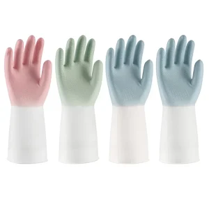 Dishwashing Gloves Gradient Two color PVC Household Women Durable Waterproof Anti oil Soft Kitchen Cleaning Anti slip Palm