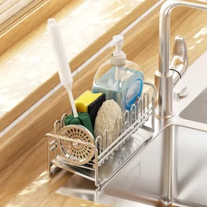 Dishwashing Sponge Drain Rack Standing Single Non Folding Movable Stainless Steel Punch Free Kitchen Storage Rack Sink Shelf