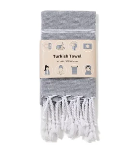 Disposable Antimicrobial Quick Dry Woven Kitchen Striped Tea Dish Towels 100% Turkish Cotton with Tassel