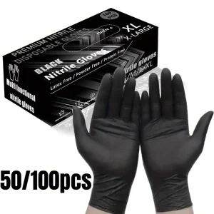 Disposable Black Nitrile Gloves Acid and Alkali Resistant Oil Resistant Comfortable Household Food Grade