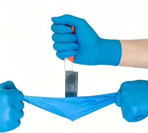 Disposable Blue Thickened Nitrile Gloves Food Grade Composite Material Multi Purpose