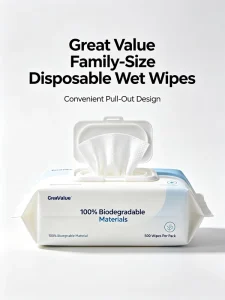 Disposable Eco Friendly Antibacterial Pure Water Wet Wipes Extra Thick Extra Large Alcohol Free Gentle Cleansing Household