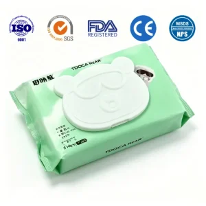 Disposable Eco Friendly Soft Infant Cleansing Wet Tissues 80 Sheets Hypoallergenic Mild Ingredients Flip Top Moisture Lock Pack