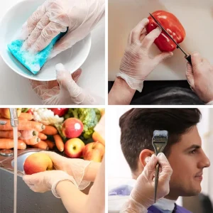 Disposable Gloves Food Safe Powder Free Clear Vinyl Gloves Prep Household Cleaning Teeth Multipurpose