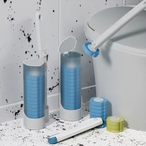 Disposable Household Bathroom Cleaning Brush Self Contained with Replaceable Brush Heads No Dead Angle Plastic Sponge Design