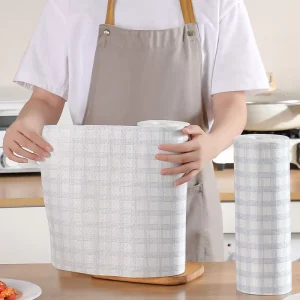 Disposable Kitchen Dish Towels Non-Woven Lazy Rags Blue 40 Pieces a Roll Washable Multipurpose Cleaning Cloths for Household Use
