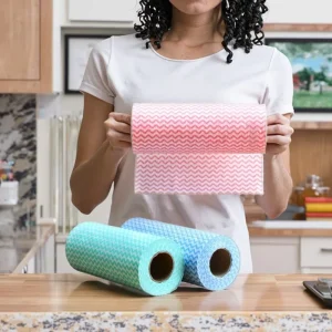 Disposable Nonwoven Kitchen Roll Rag Dishcloth Duster Plain Style Dish Towel for Household Cleaning