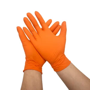 Disposable Orange 9 Inch Powder Free Nitrile Gloves General Purpose Size S M L XL 100 Pcs Box Non Sterile Smooth House hold