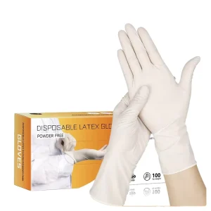 Disposable Powder Free Natural Latex Gloves 9 Inch Food Grade White Latex Examination Gloves 100pcs Per Box