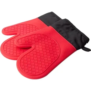 Disposable Short Thickened Anti Scald Microwave Oven Gloves Heat Resistant Silicone Household Baking Cotton Printed Style