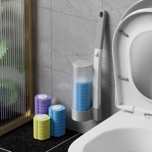 Disposable Toilet Brush with 6 Refill Heads Flushable Hygienic No Mess Cleaning for Home Travel