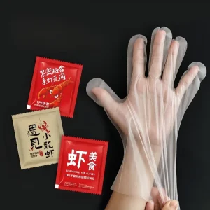 Disposable Waterproof Durable Eco Friendly CPE Plastic Household Gloves Individually Packaged for Kitchen Cleaning Crayfish